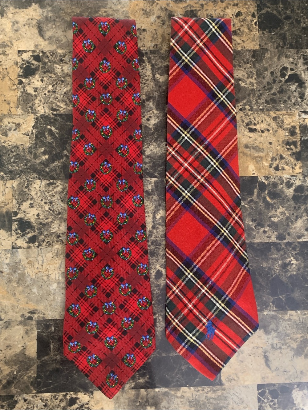 Polo by Ralph Lauren Red Plaid and Medallion Silk Neckties - Pair